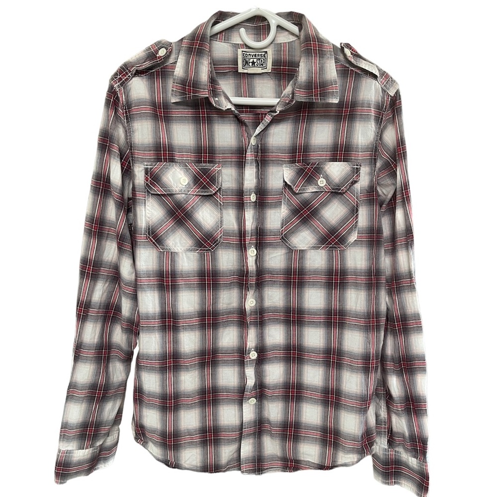 Converse long sleeve cotton button down shirt